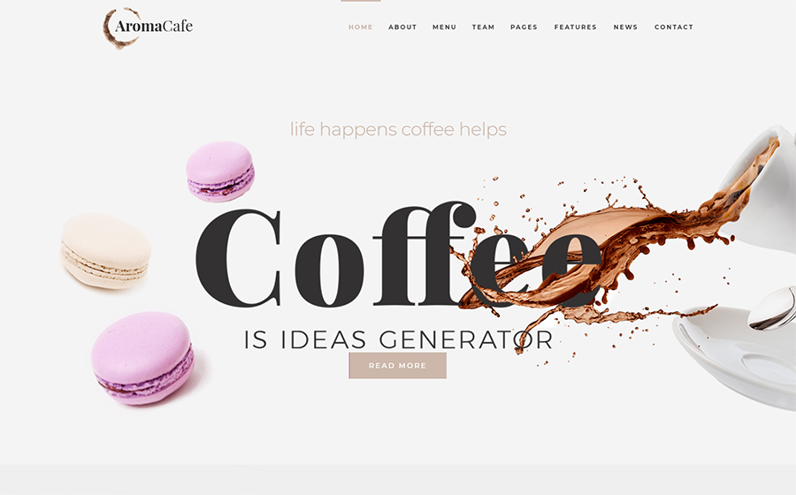 Aromacafe - Kahve Dükkanı Elementor WordPress Teması