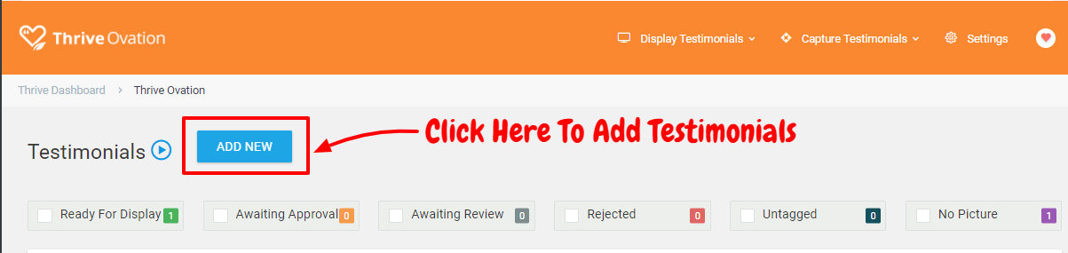 Thrive Ovation Review - Ajouter de nouveaux témoignages Thrive Ovation Review- Add New Testimonials