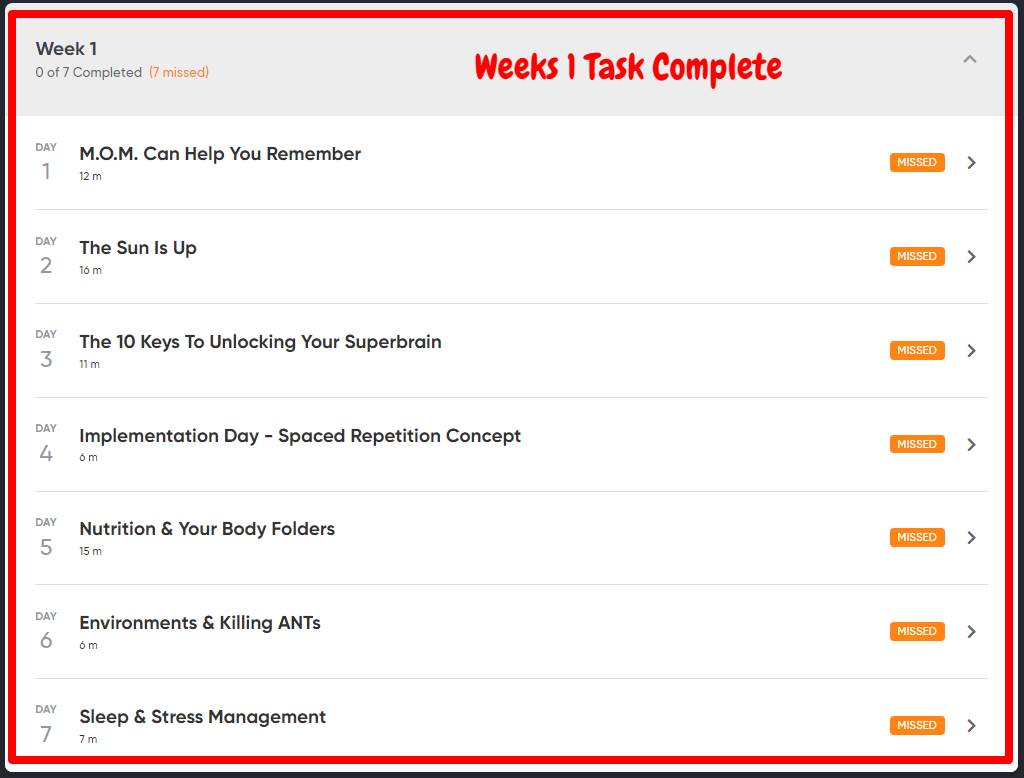 SuperBrain Course Review- Week 1 Task To Complete
