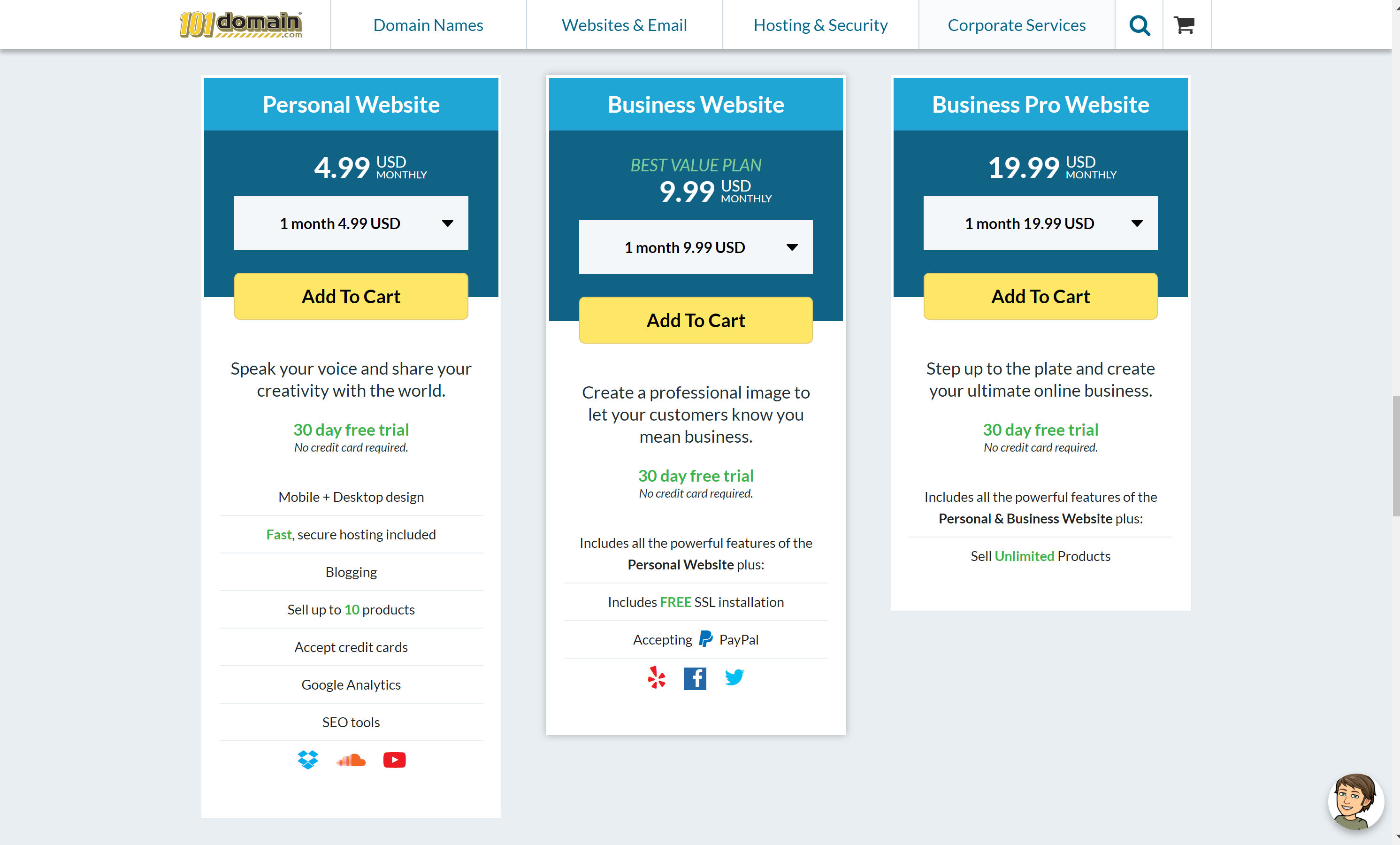 التسعير 101domain