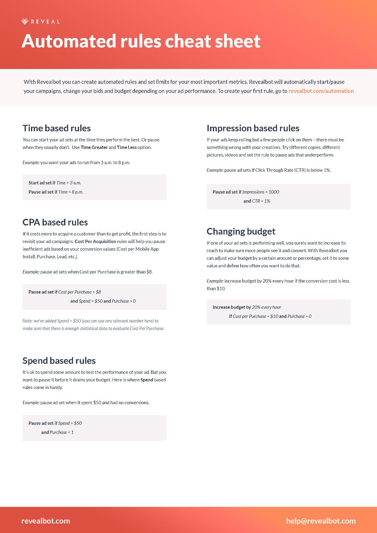 Revealbotは割引クーポンコードをレビューします Revealbot Facebookチートシート (1) revealbot reviews discount coupon codes revealbot facebook cheatsheet (1)