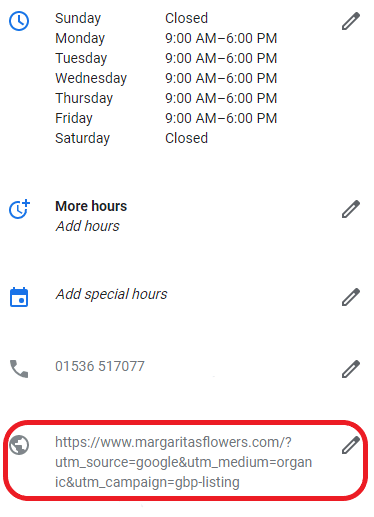 Profil Bisnis Google: Tambahkan URL situs web