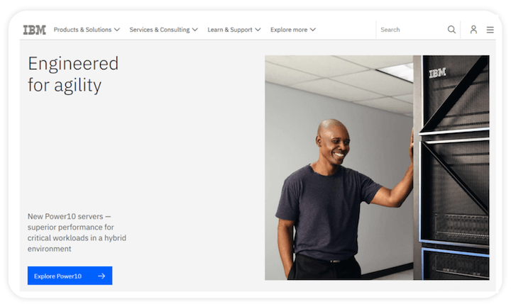 Designbeispiele und Tipps für B2B-Websites - Homepage von IBM
