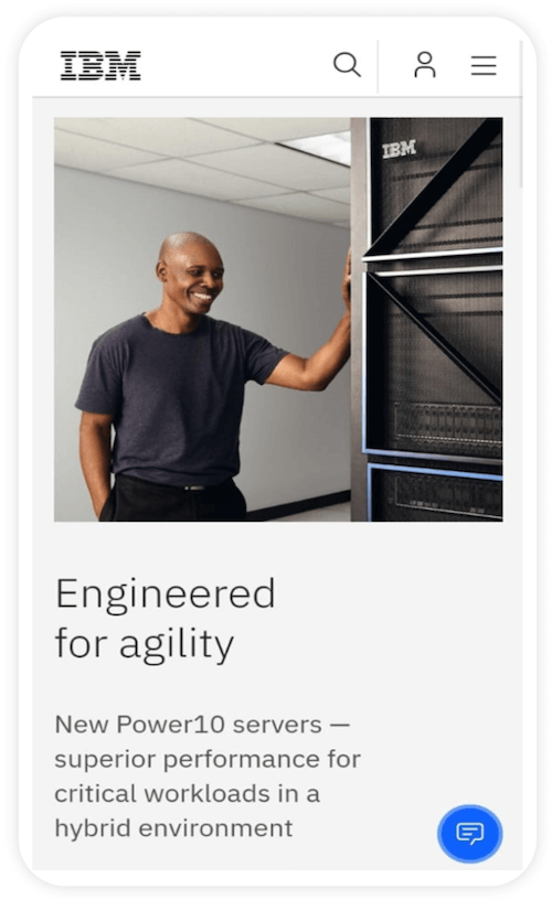 Designbeispiele und Tipps für B2B-Websites - IBM-Website für Mobilgeräte