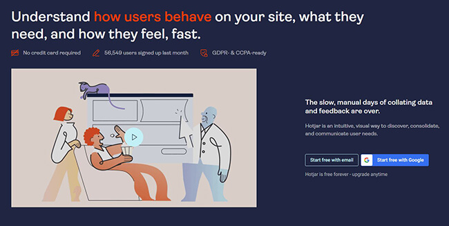 Pagina iniziale di Hotjar