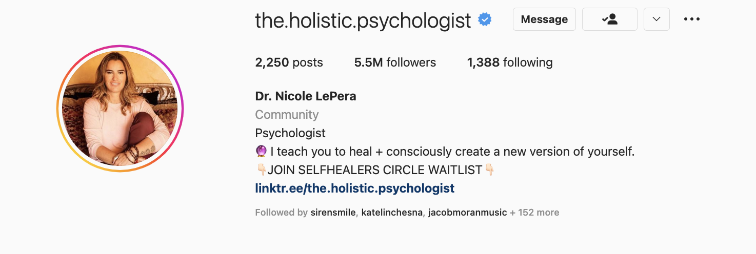 Instagram 上的整体心理学家 500 万粉丝