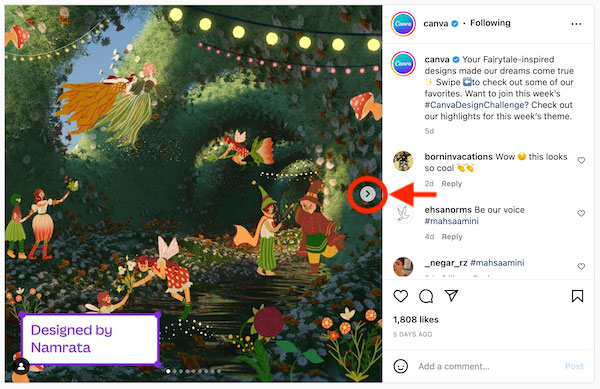 come aumentare il coinvolgimento di Instagram - esempio di un post carosello