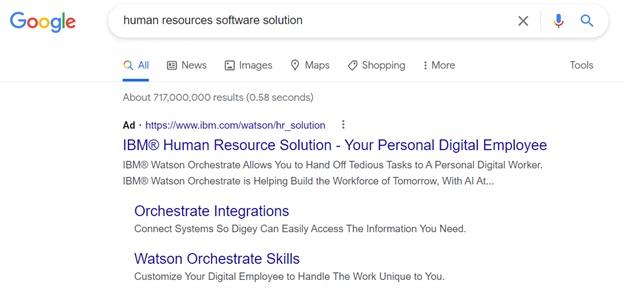 谷歌广告的类型 - 谷歌搜索广告在 serp 上的示例