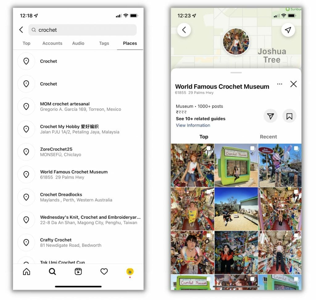 Instagram での検索の仕組み - [場所] タブ