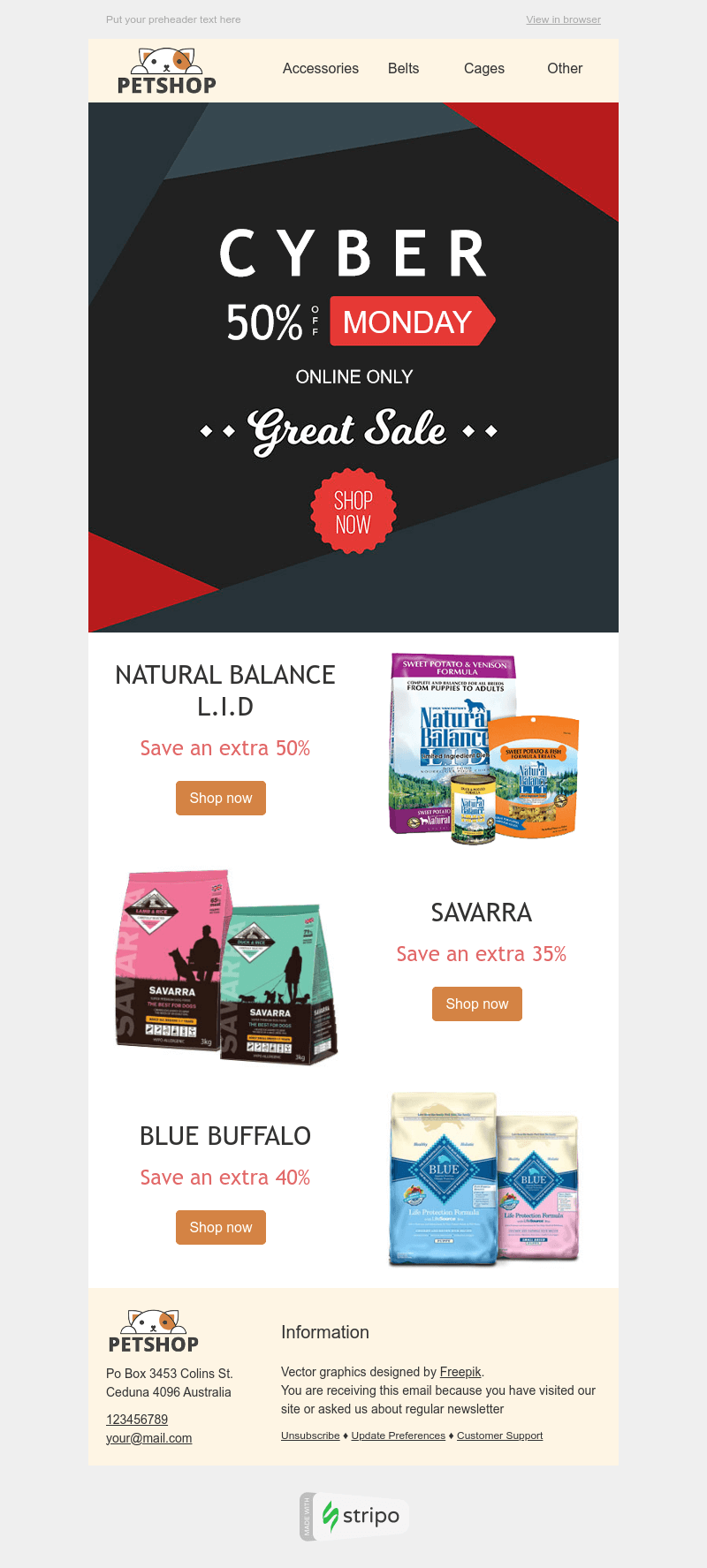 網絡星期一特賣電子郵件模板 Cyber Monday Deals Email Template by stripo