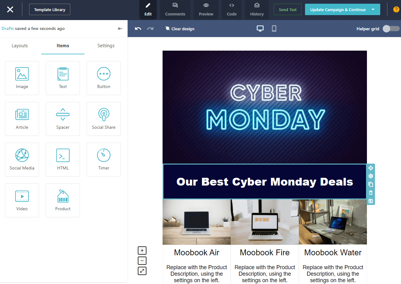 Moosend 自定義網絡星期一模板 cyber monday email templates