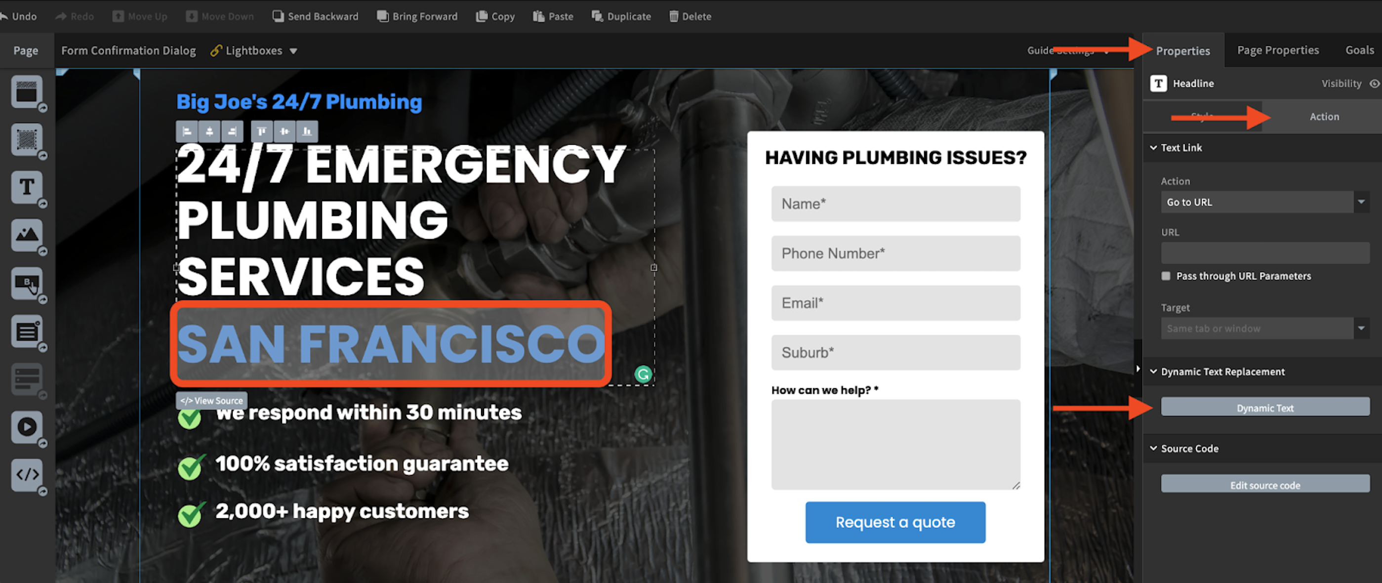 ランディング ページで場所を強調する