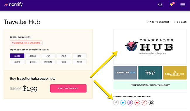 Namify Pagina de pornire