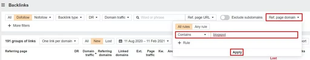 反向鏈接顯示結果
