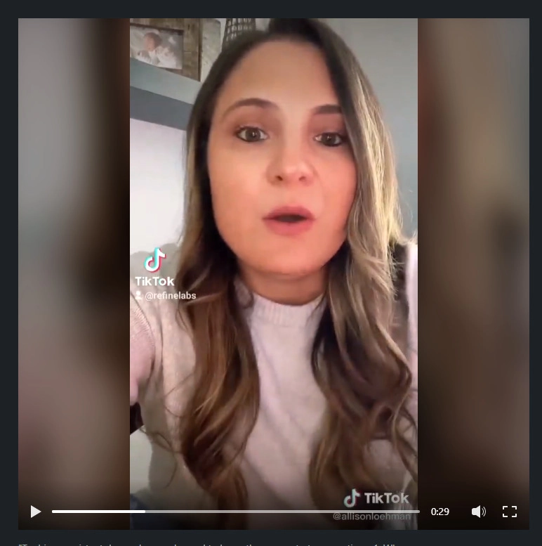 Captura de pantalla del video Tiktok de Refine Labs