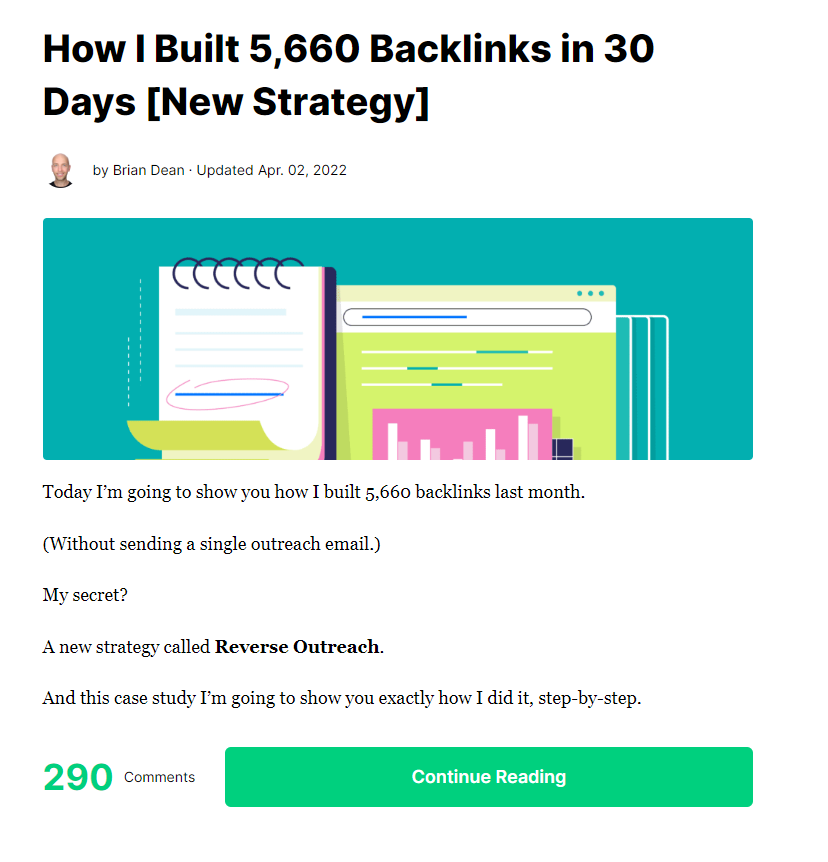 Captura de pantalla de la publicación de blog de Backlinko sobre SEO