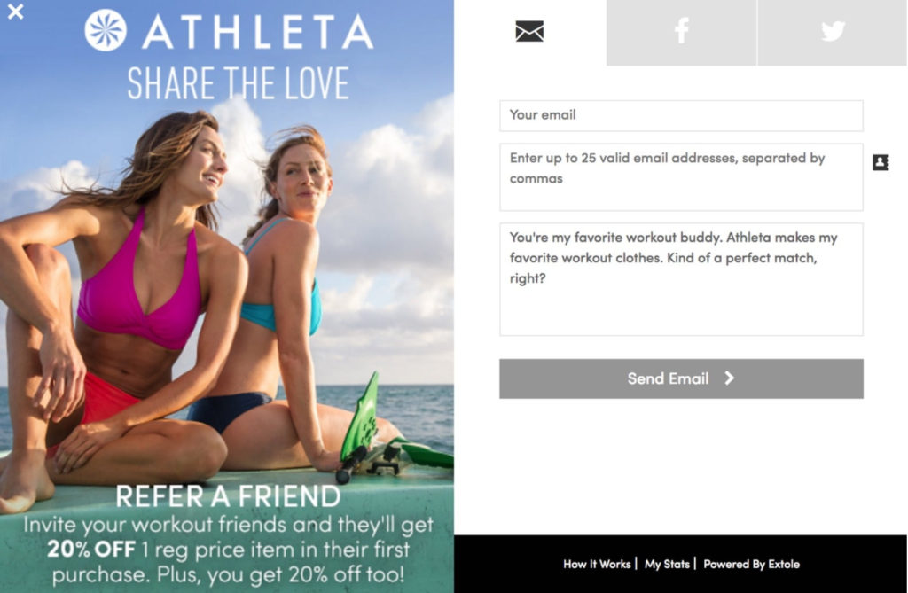 Captura de pantalla de los anuncios de referencia de Athleta