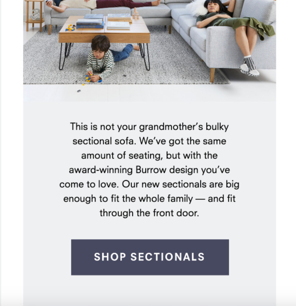 Captura de pantalla del correo electrónico de Burrow