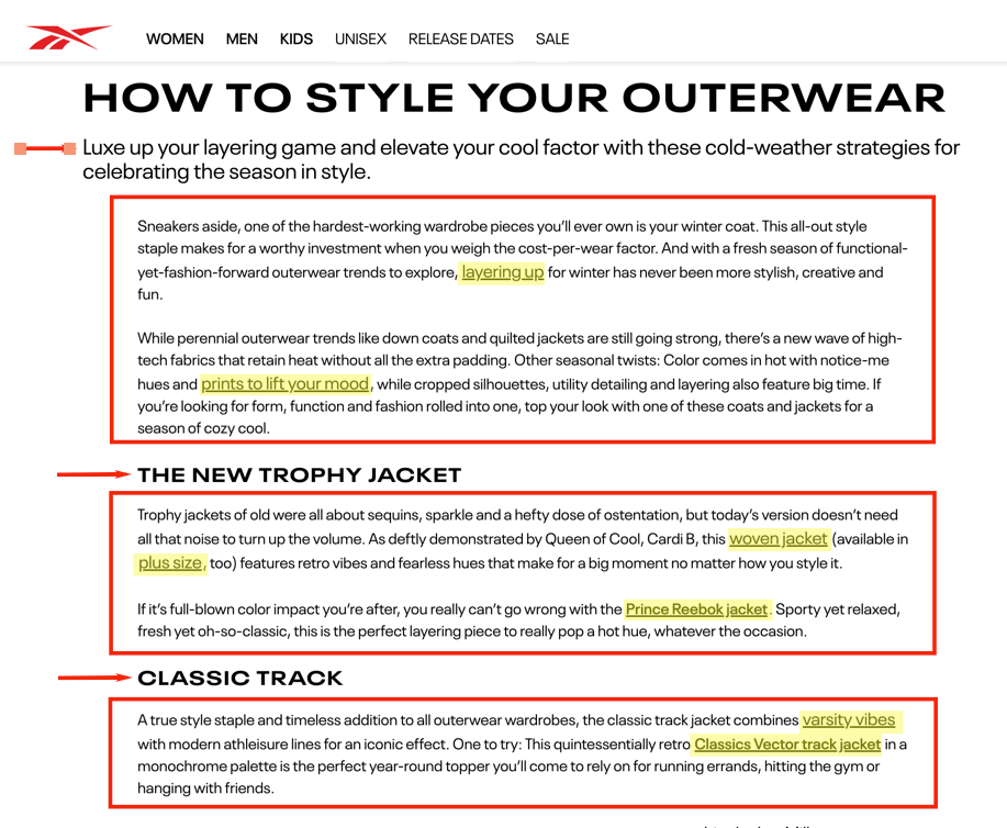 書かれた Web コンテンツ構造、SEO 分割テストの実行