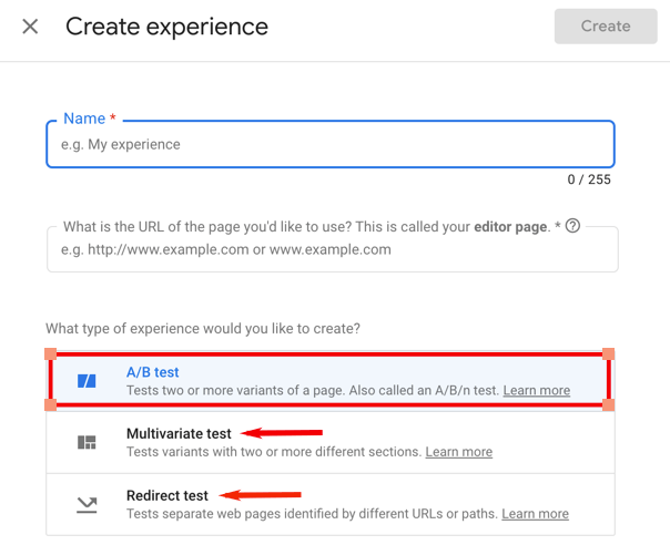 Google オプティマイズ テスト、SEO 分割テストの実行
