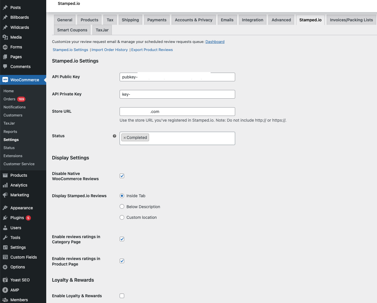 WooCommerce 中的 Stamped.io