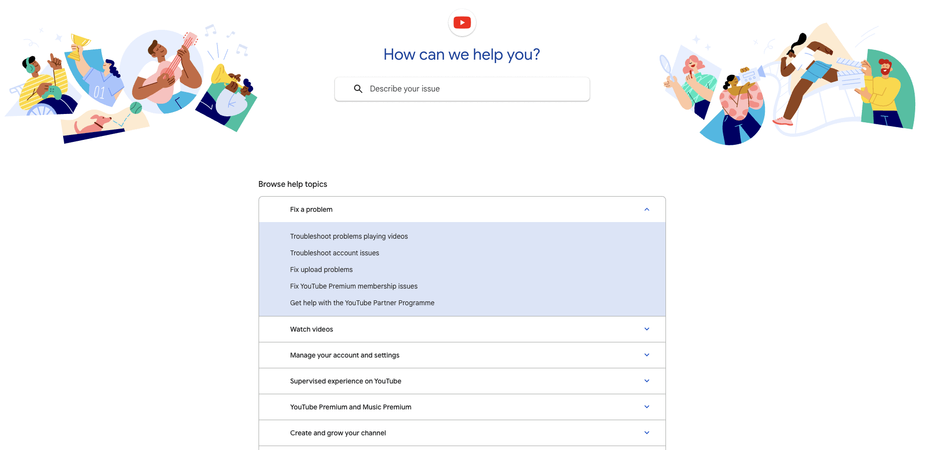 หน้าคำถามที่พบบ่อยของ YouTube