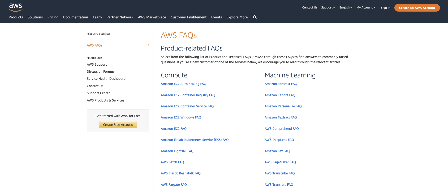 คำถามที่พบบ่อยเกี่ยวกับ Amazon Web Services