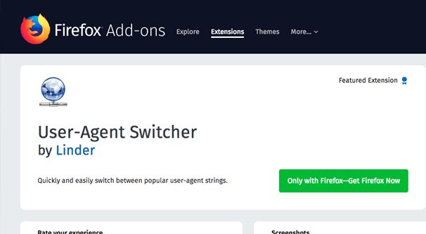 Conmutador de agente de usuario de Firefox