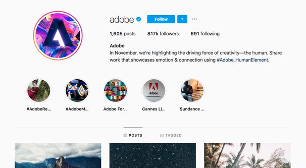 Profil Adobe Instagram