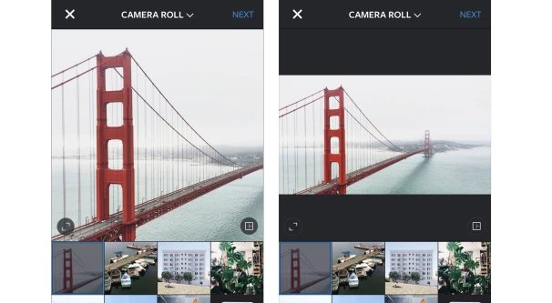 Cortando uma foto no Instagram