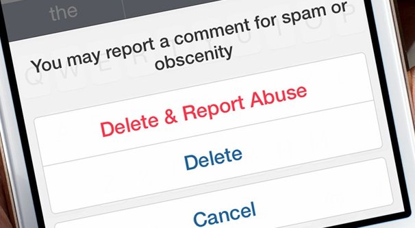 Удалить и сообщить о нарушении
