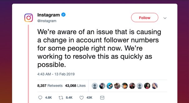 Ошибка подписчиков в Instagram