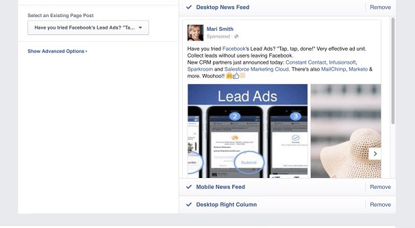 Esempio di anteprima di annunci carosello
