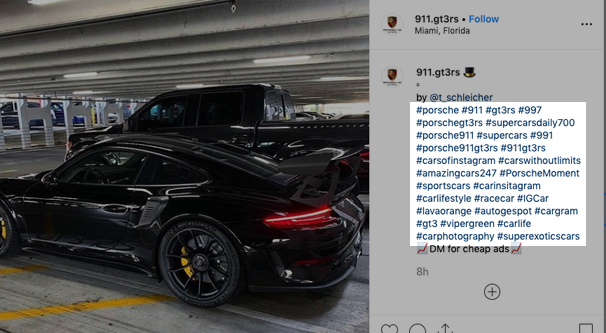 Hashtags in der Beitragsbeschreibung