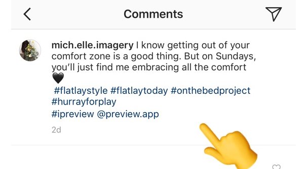 Hashtag im ersten Kommentar