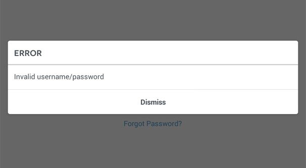 Password errata di Instagram