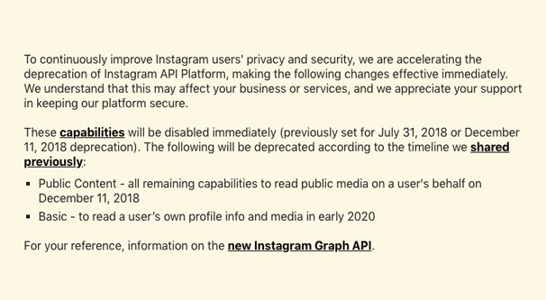 Instagram API 已弃用