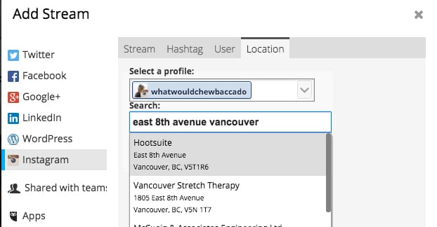 Hootsuite での自動入力
