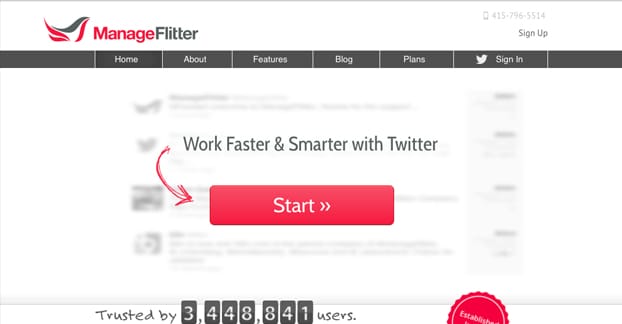 ManageFlitter ウェブサイト