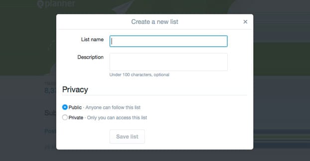 Twitter でリストを作成する
