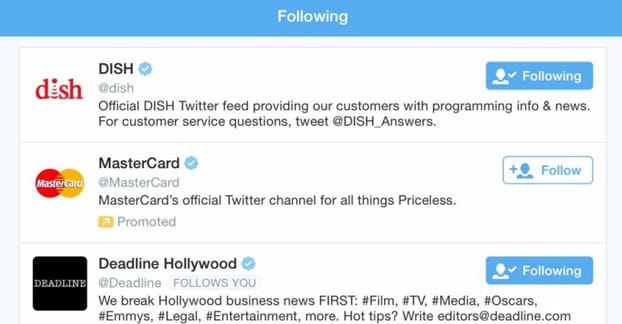 ツイッターのフォロー