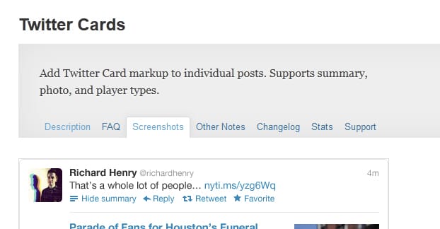 Twitter カード用の Wordpress プラグイン