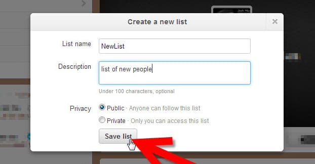 Twitter リストの作成