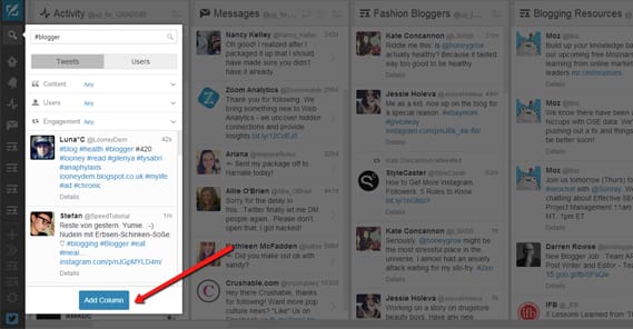 Tweetdeck でのハッシュタグの追跡