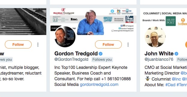 あなたをフォローしている認証済みユーザー