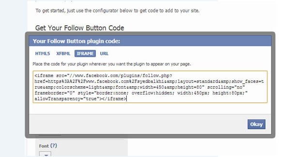 Facebookのフォローボタン