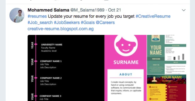 Twitterの作品ポートフォリオの例