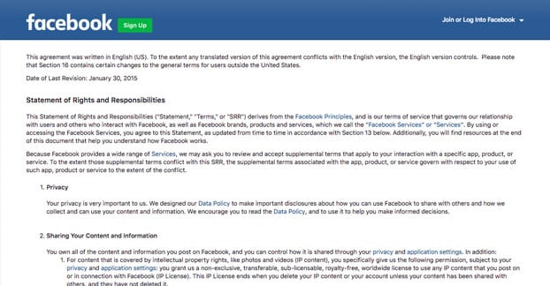 Facebook利用規約