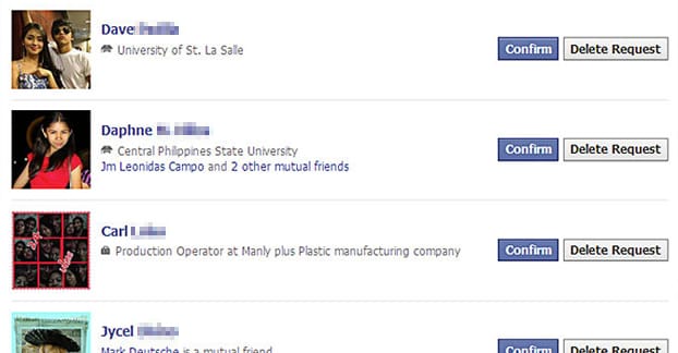 페이스북 친구 요청