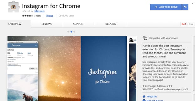 Инстаграм для Chrome